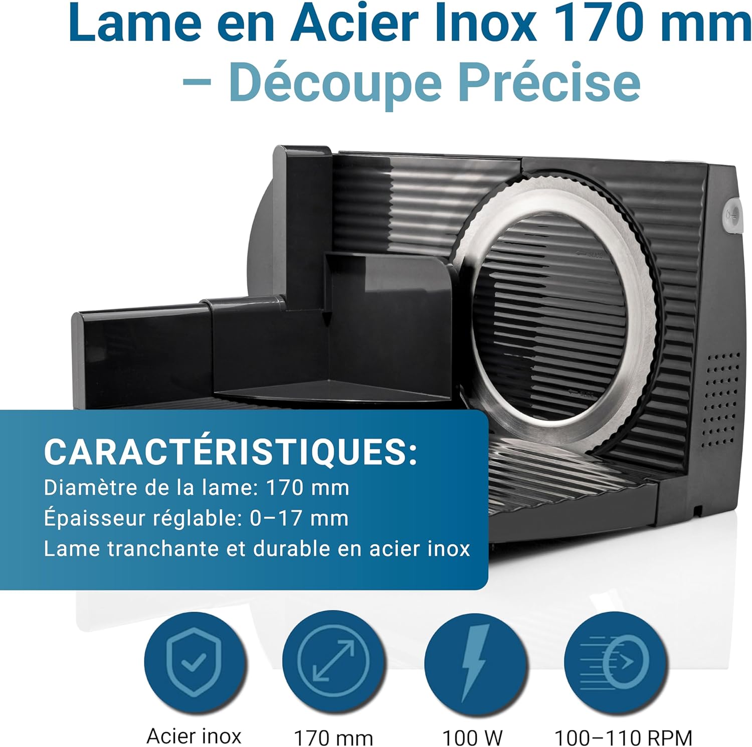 EUREL - trancheuse électrique RS42 - Ø170mm - épaisseur réglable, moteur 80W, pliable