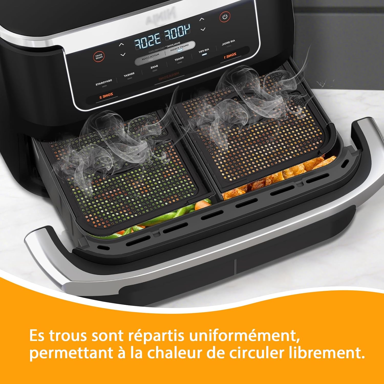 Grille anti-projection air fryer - compatible Ninja Foodi série Flexdrawer - 10.4L - protection efficace spirale chauffa