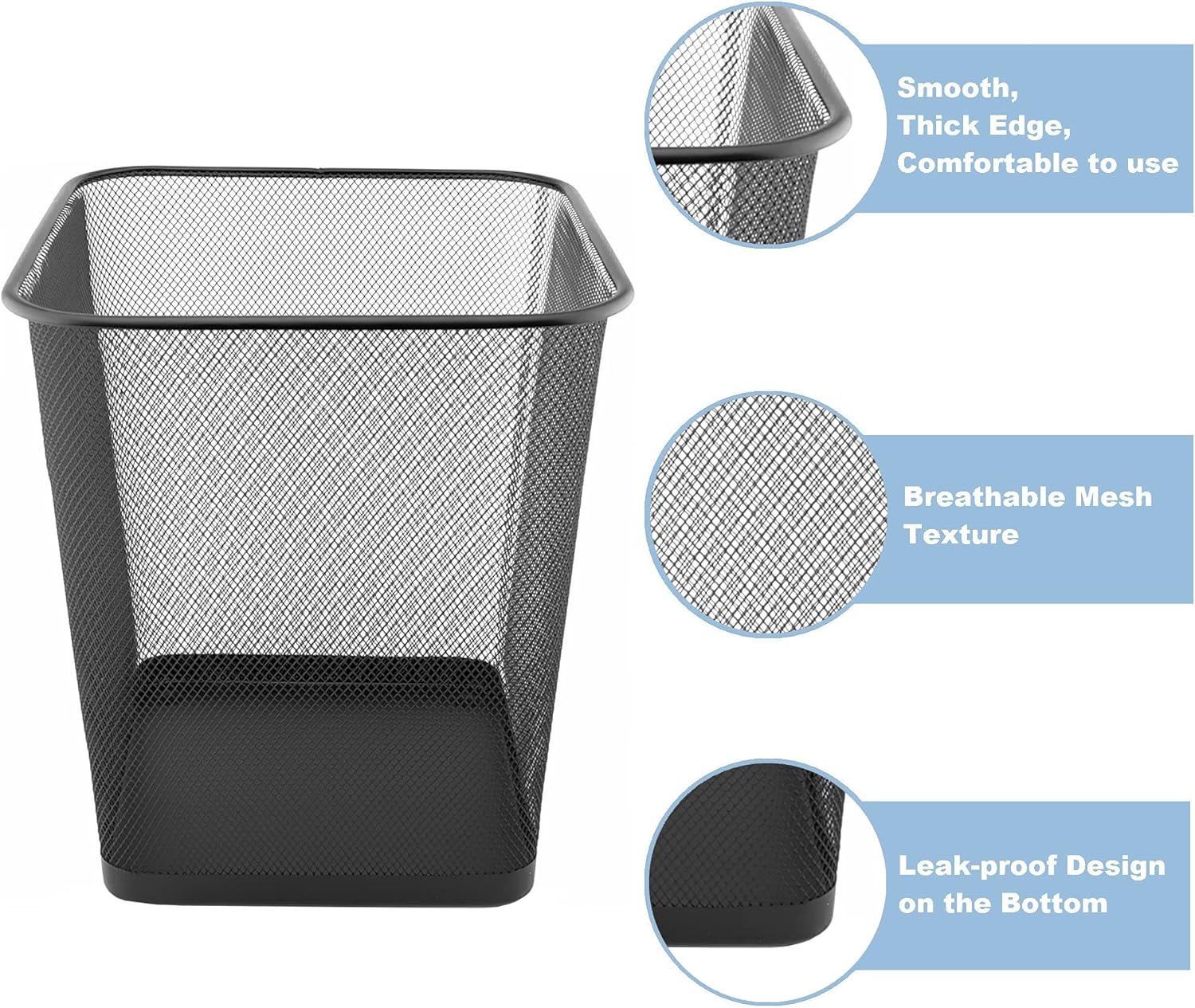 D.RECT - Poubelle bureau treillis métal 18L - noire, résistante