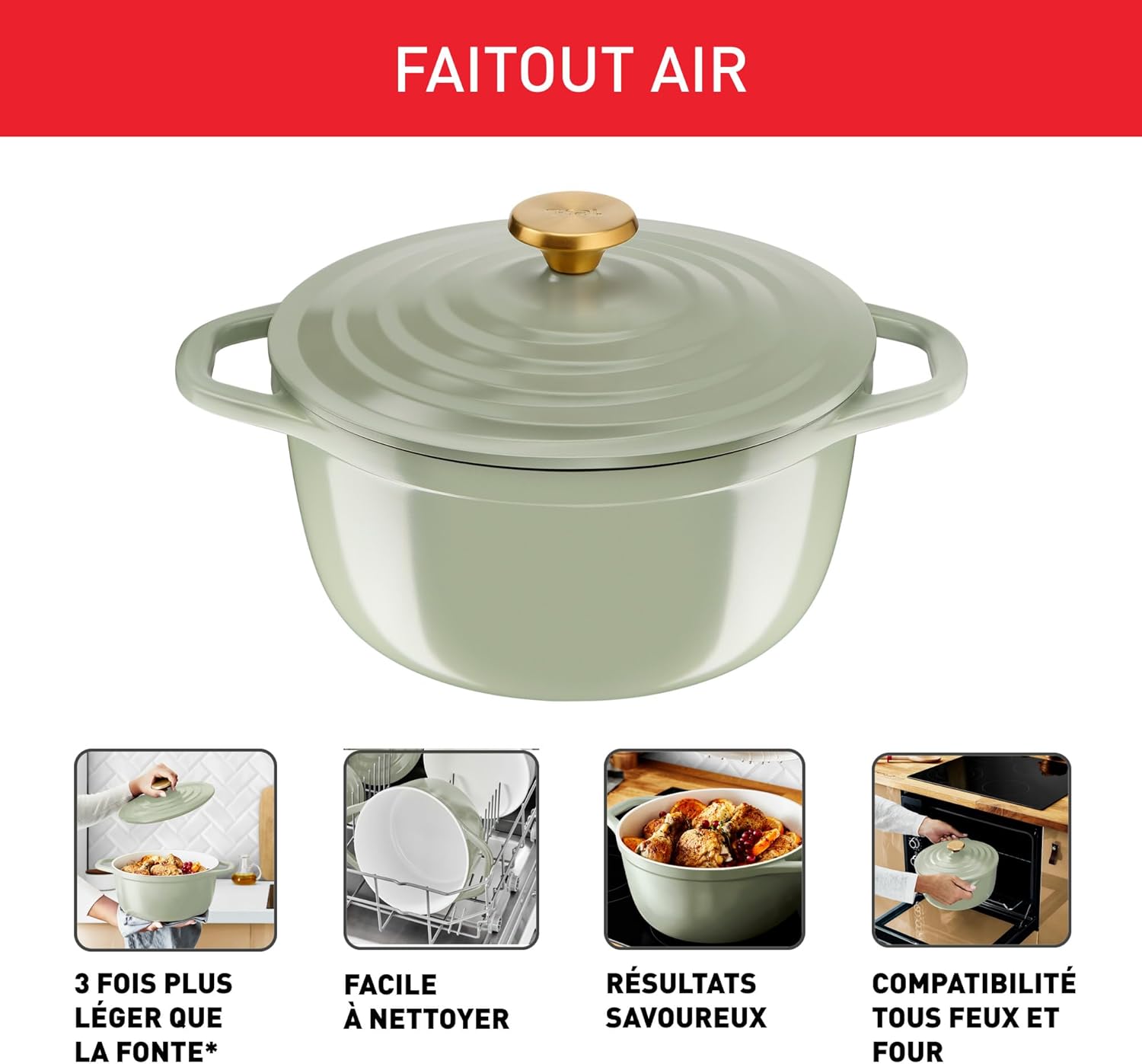Tefal - Air Soft Light - 24cm - fonte aluminium, induction, céramique, E2664625