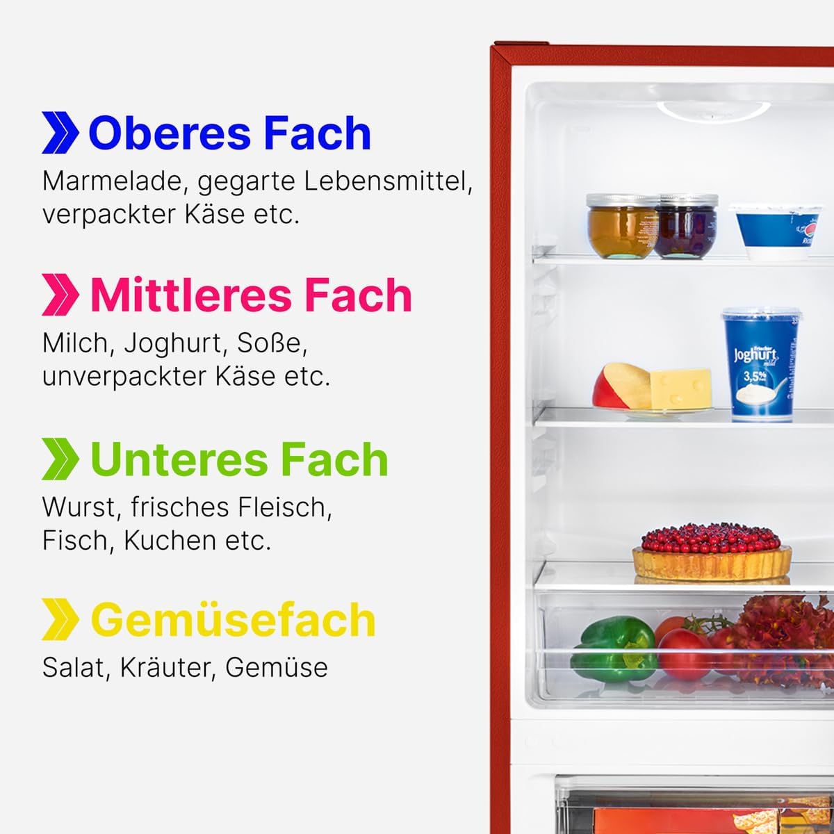 Bomann - KG320 - 175L, température réglable, portes réversibles, pieds réglables, rouge - KG320