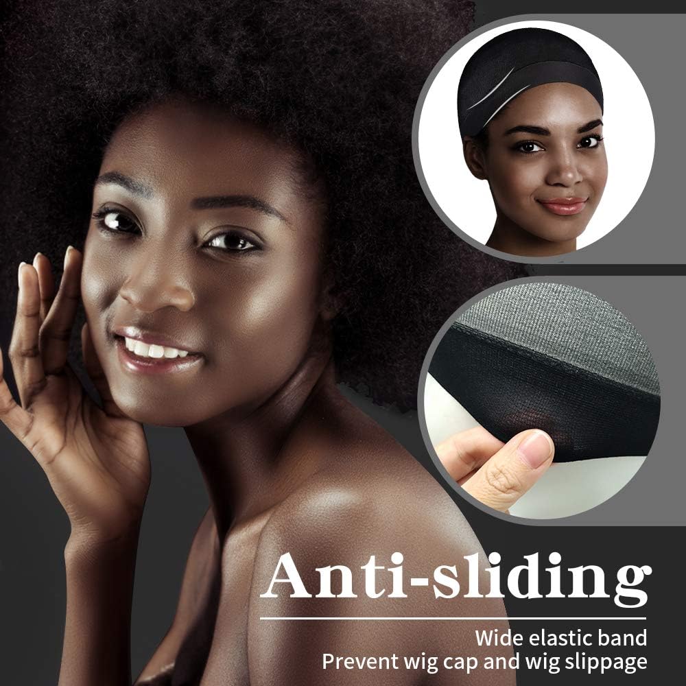 Bonnets de perruque femme – nylon, noir, 12 pièces, confort optimal