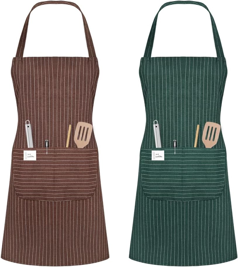Vicloon - tabliers réglables 2 pièces - étanches, 2 poches, cuisine, café