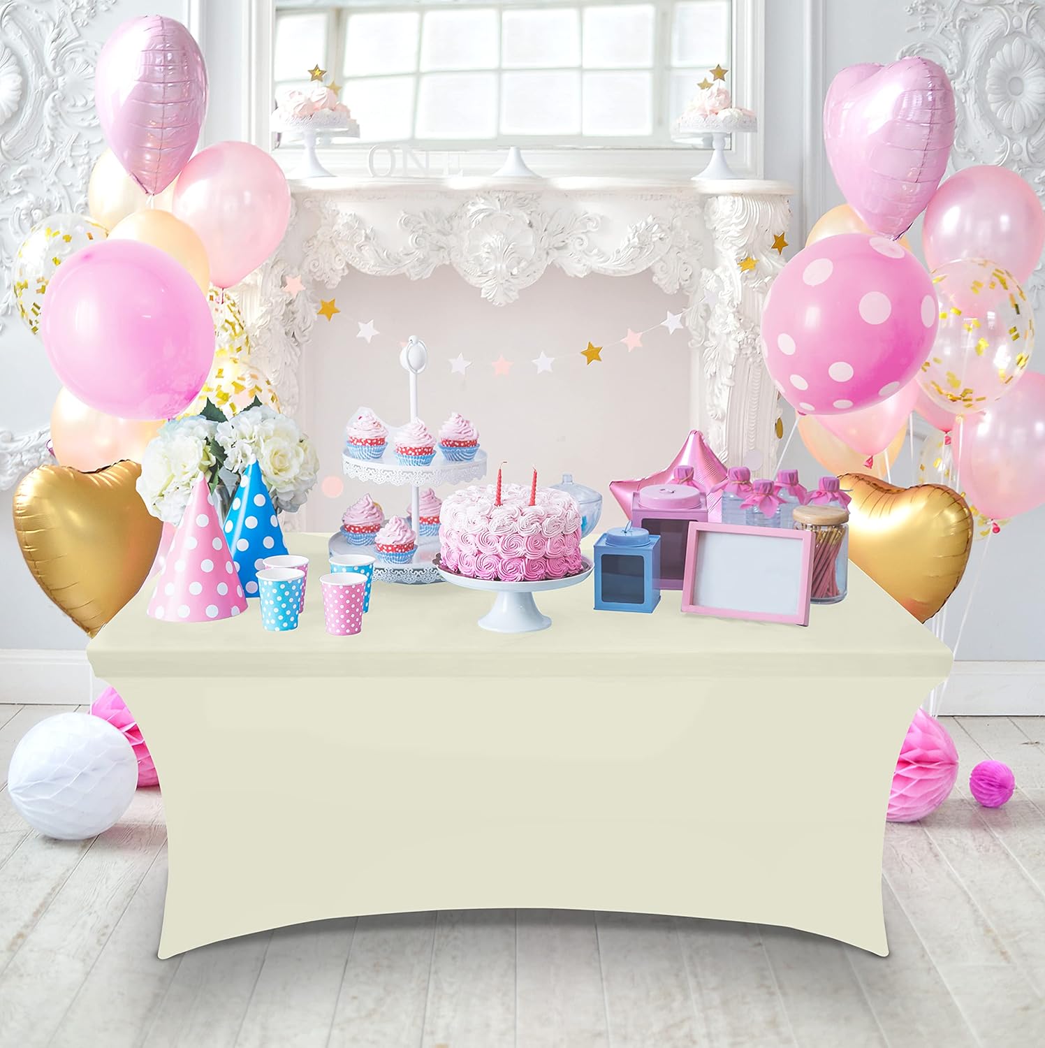 Utopia Kitchen - nappe extensible 8 pieds 244 cm - polyester/spandex lavable infroissable, lot de 2