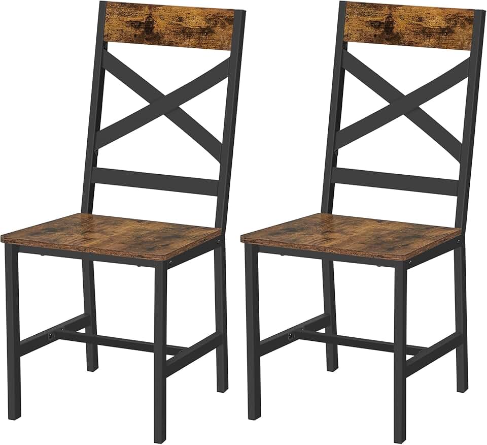 VASAGLE - lot de 2 chaises salle à manger, acier, ergonomiques, LDC094B01