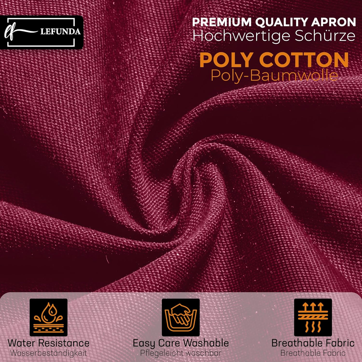 LEFUNDA - tablier cuisine réglable étanche 3 poches, longues lanières