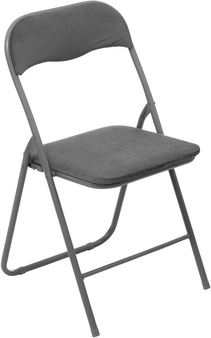 5five - Chaise pliante velours gris anthracite - compacte et confortable