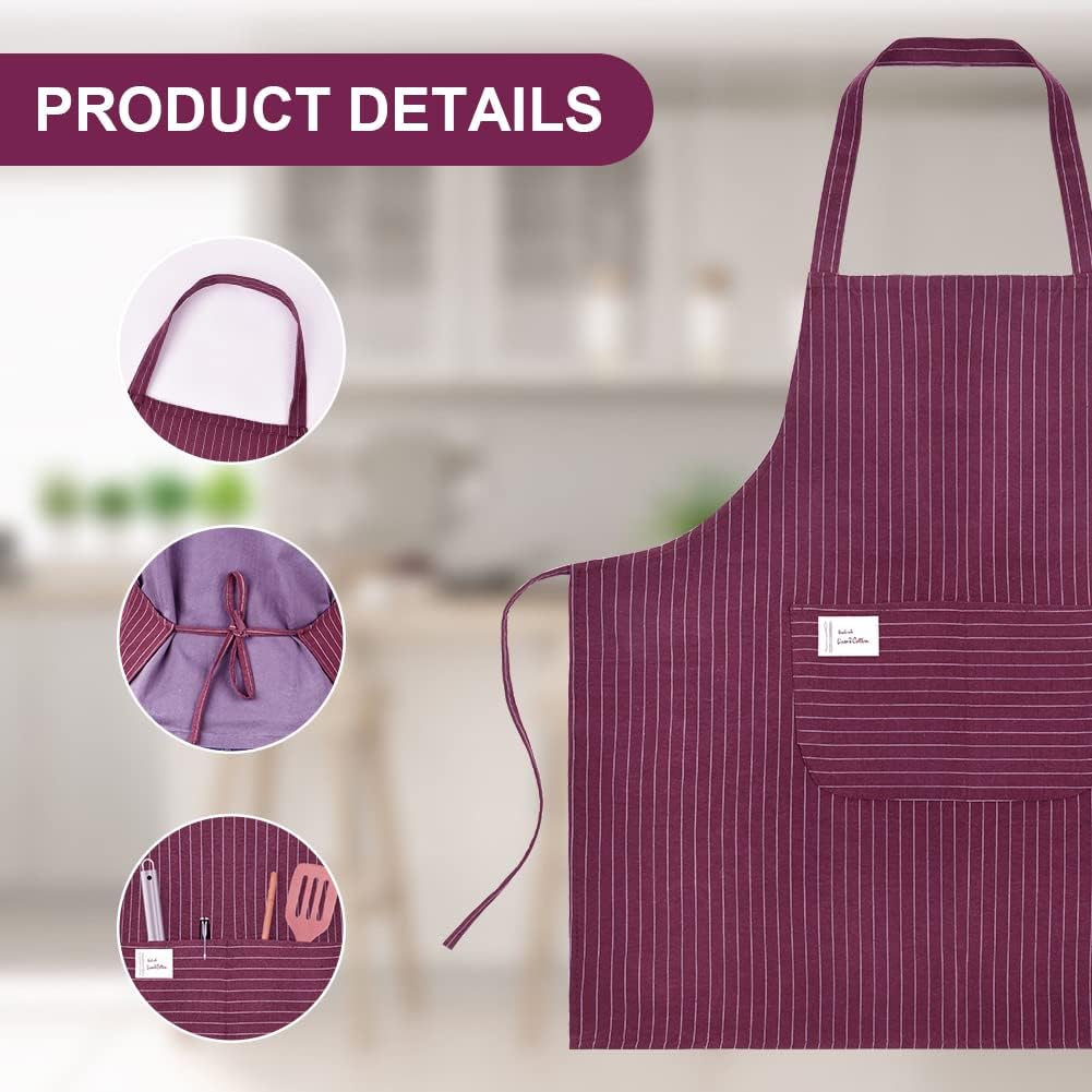 Vicloon - tabliers cuisine réglables, étanches - 2 pièces, 2 poches, unisexes, vin rouge+gris