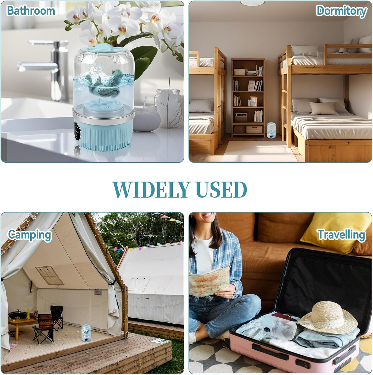 Mini machine à laver portable - compacte - 2 modes - rechargeable sans fil