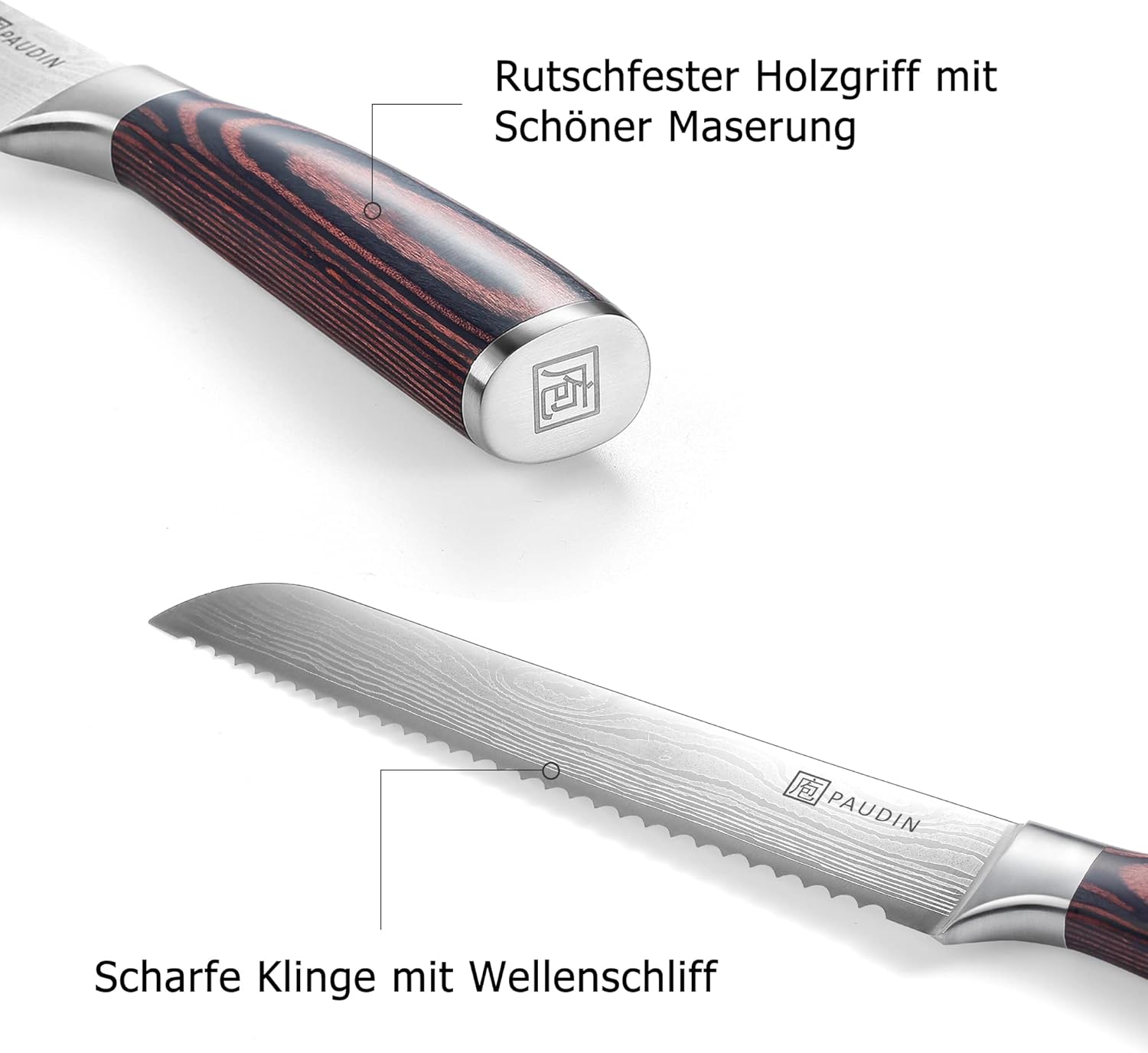PAUDIN - Couteau à Pain Série Pro - 8 pouces - lame dentelée inox haut carbone