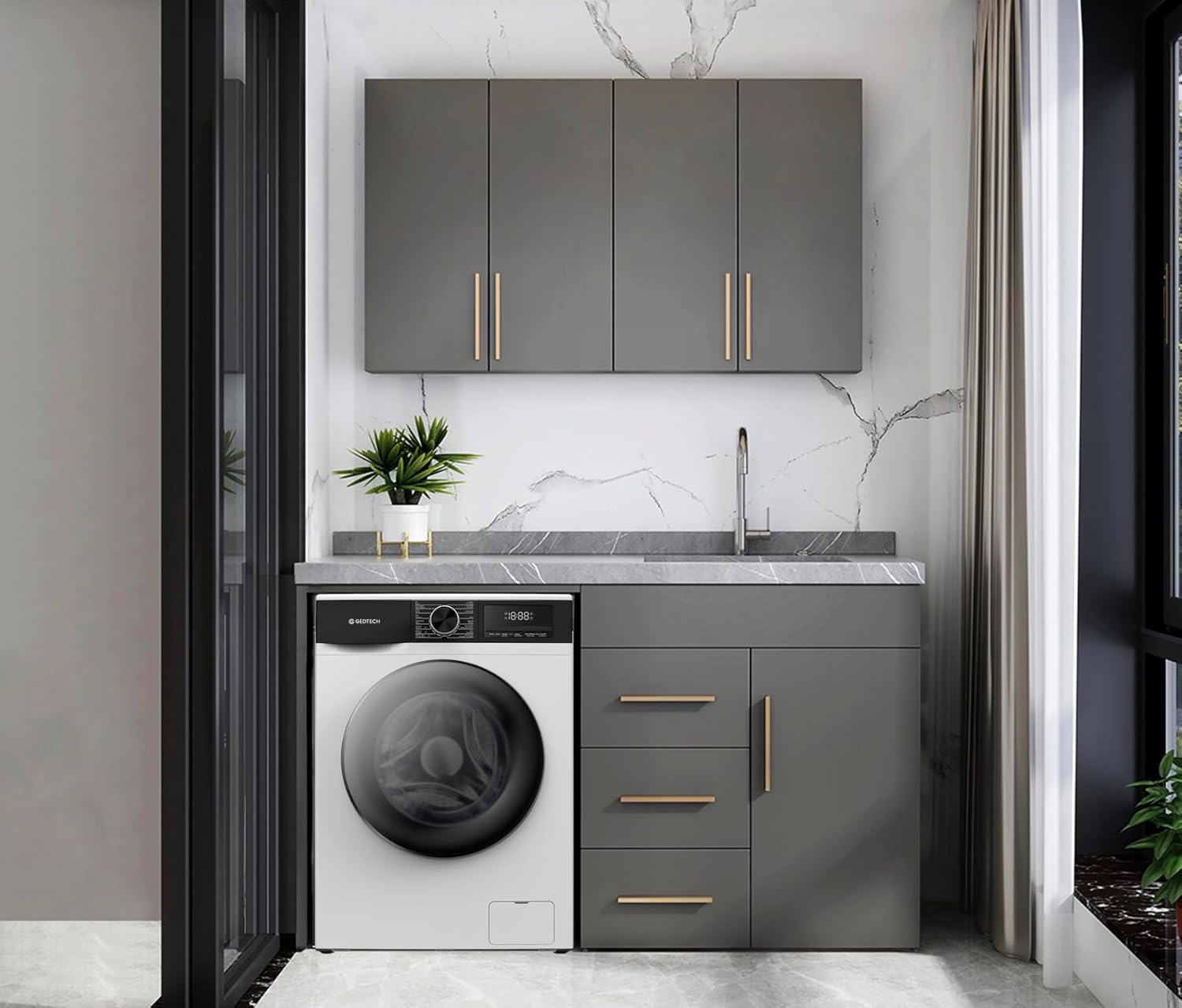 GEDTECH - lave-linge frontal 8kg 1400tr/min, classe A, 16 programmes - GLL81400WH