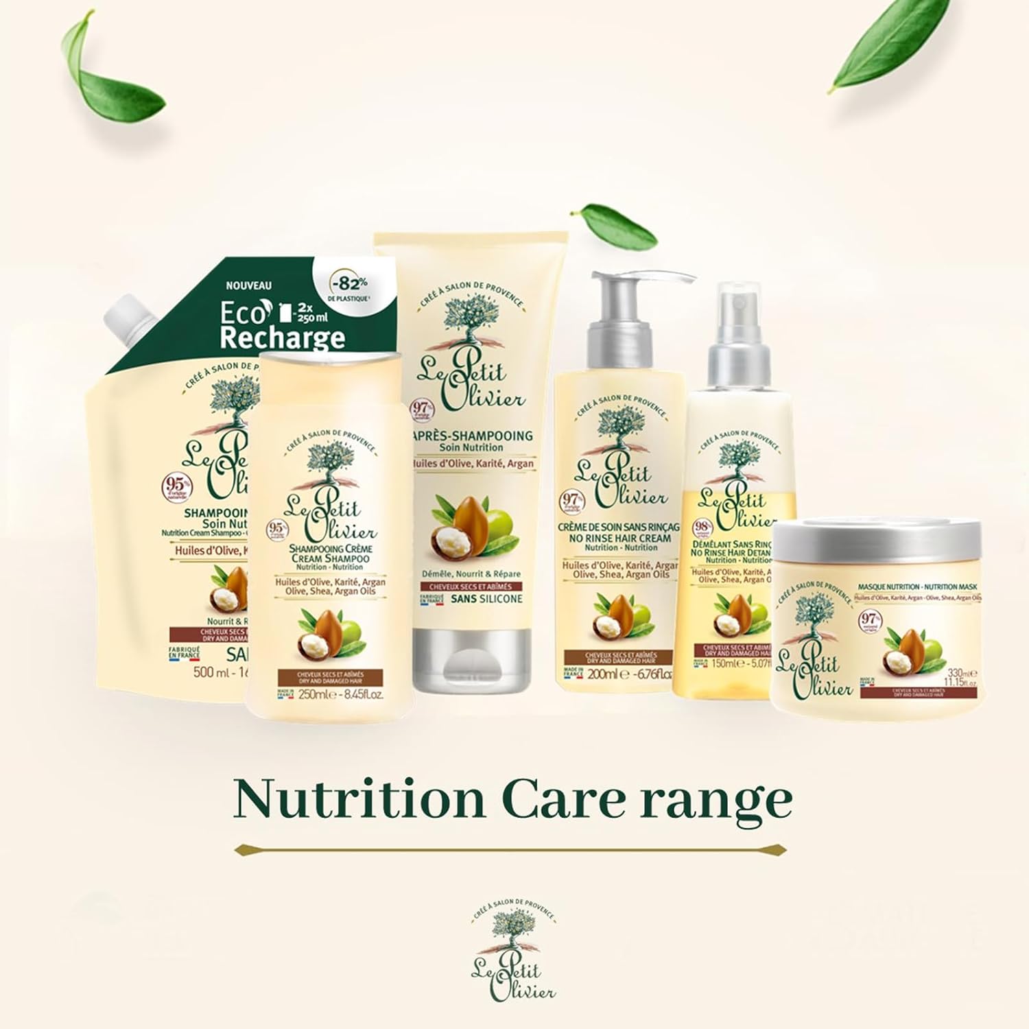 Le Petit Olivier - Spray démêlant nutrition 150 ml - cheveux secs, huiles naturelles, lot de 2