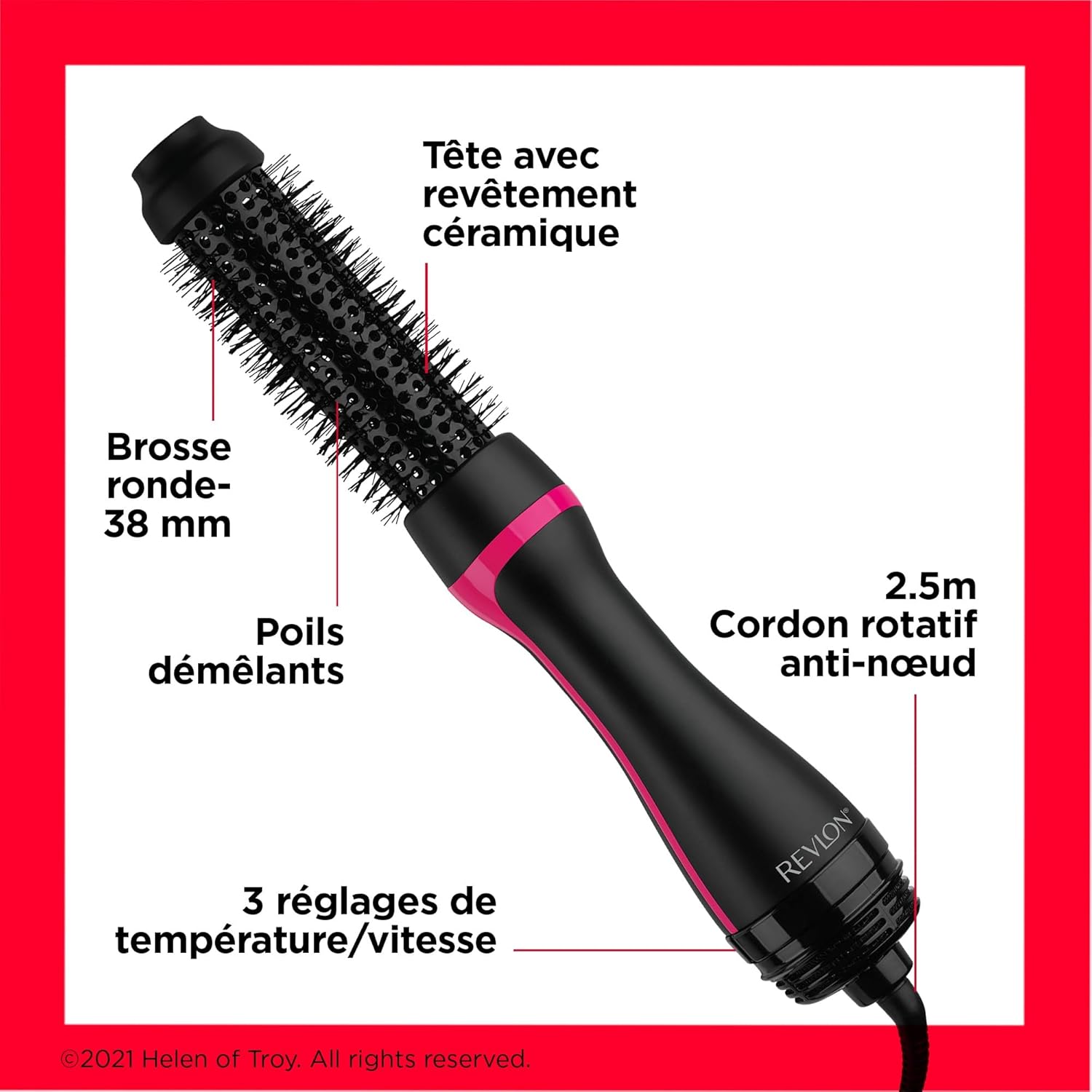 Revlon - One-Step Style Booster - brosse ronde 38mm - ionique, céramique, poils thermiques - RVDR5292UKE