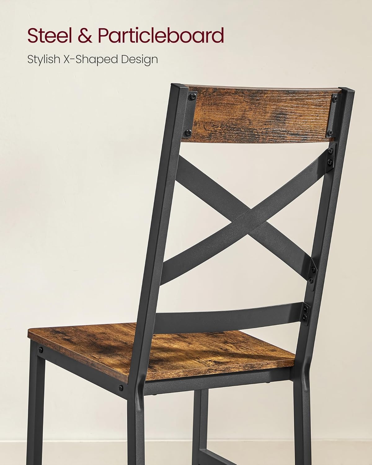 VASAGLE - lot de 2 chaises salle à manger, acier, ergonomiques, LDC094B01