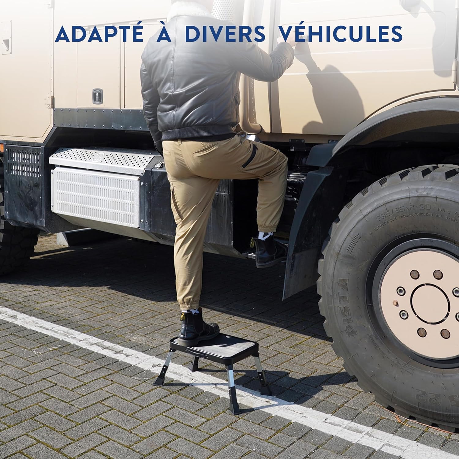 BONTEC - Marchepied 3 marches, 150kg, antidérapant, pliable, compact