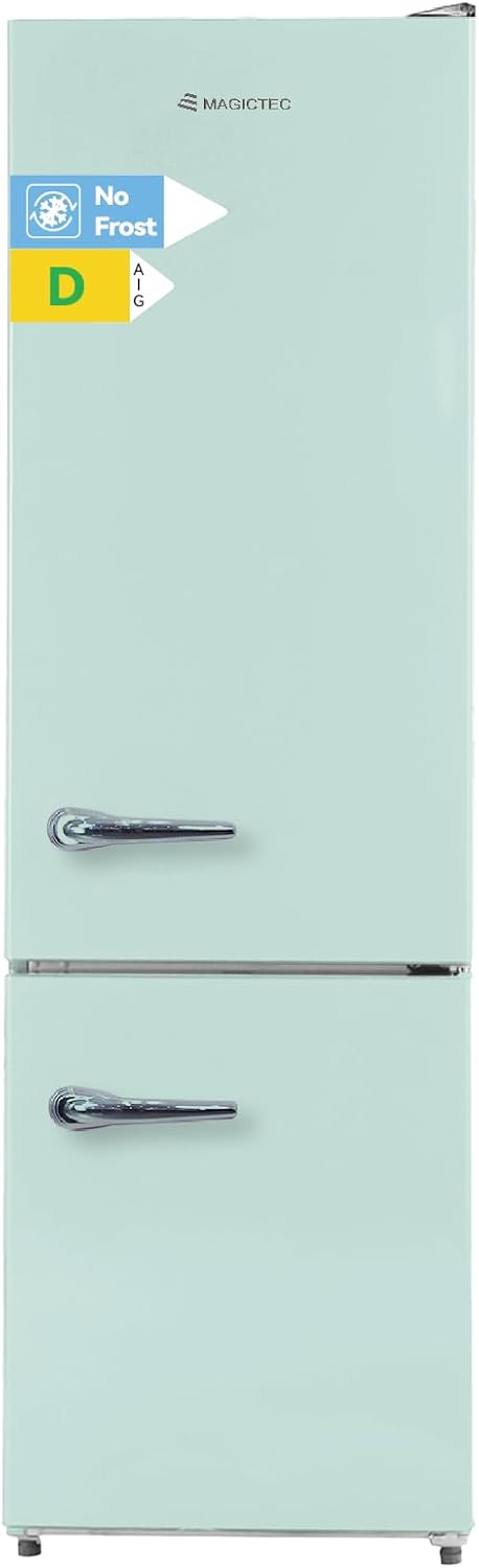 magictec - frigo vintage combiné 179cm, 236L, no frost, vert matcha