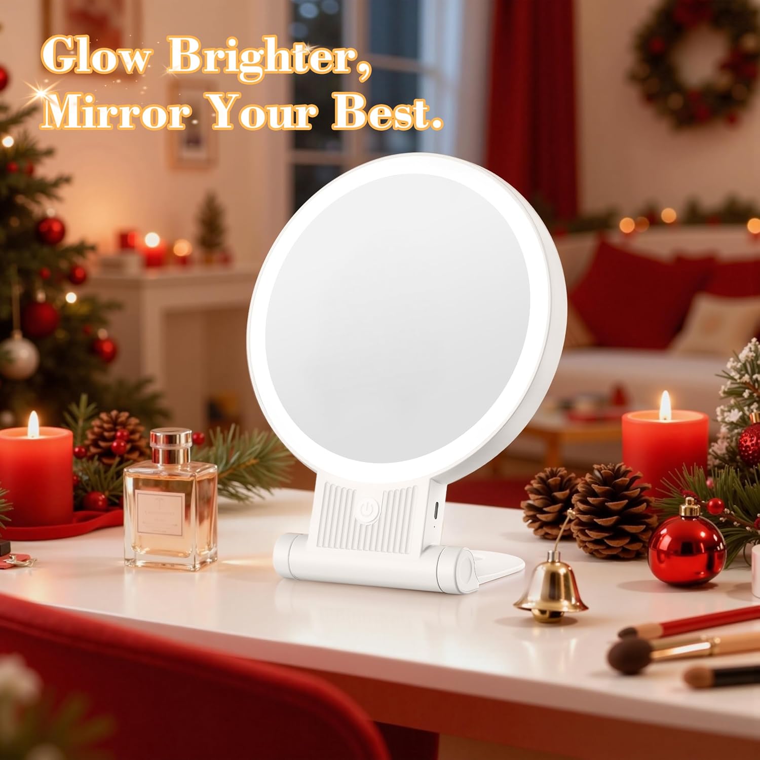 Auxmir - miroir lumineux double face, 30X/1X, LED rechargeable, compact
