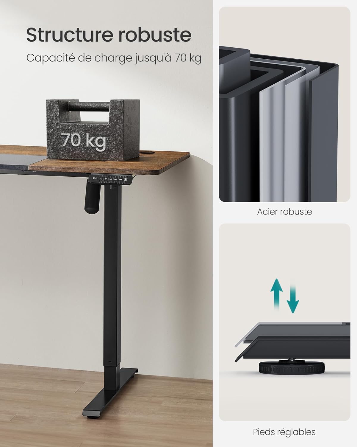 SONGMICS - bureau électrique LSD015X01 - 120x60 cm - réglable, mémoire 4 hauteurs