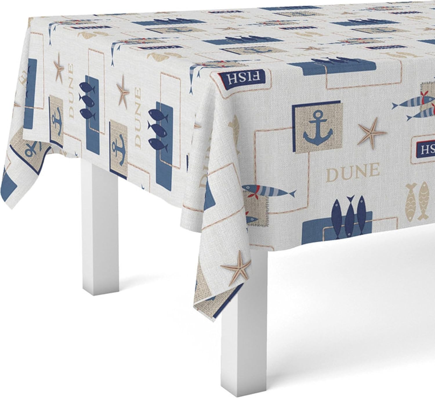 Nappe en toile cirée - Rectangulaire 200x140 cm - Anti-taches, imperméable, facile à nettoyer, bleu