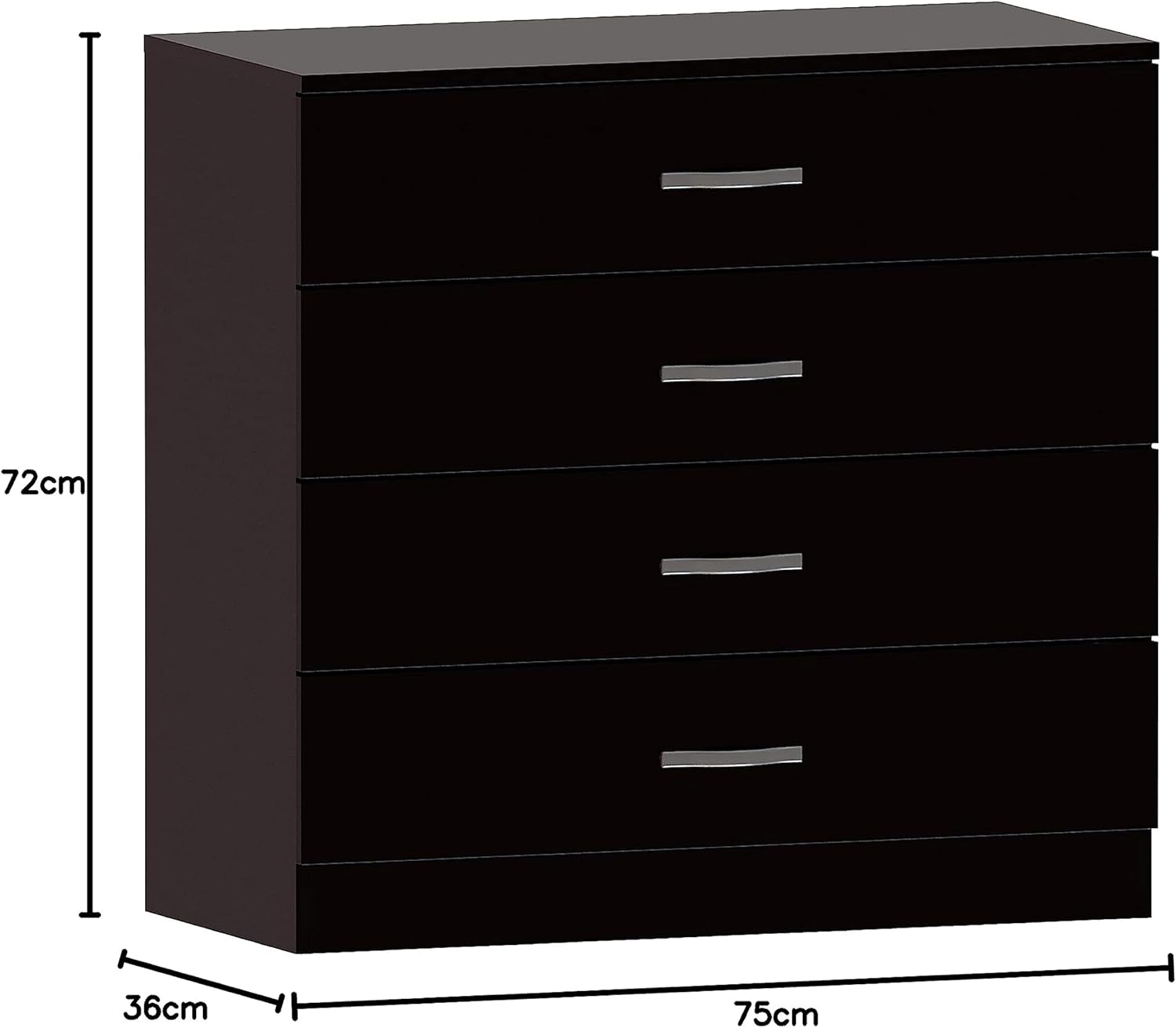 Vida Designs – Riano pin – commode 4 tiroirs – poignées métal robustes