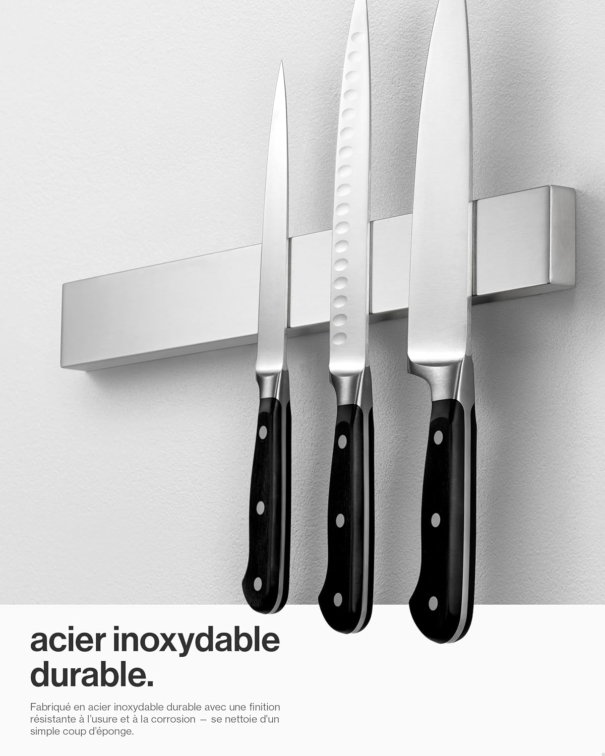 LARHN - porte-couteaux inox - 40 cm - aimant mural extra puissant