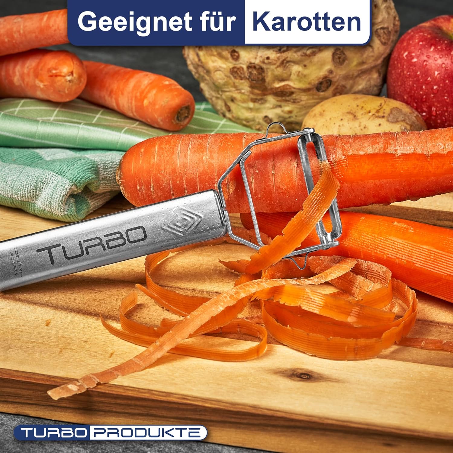 Turbo Produkte - Éplucheur 3 en 1 inox pour fruits/légumes - ambidextre
