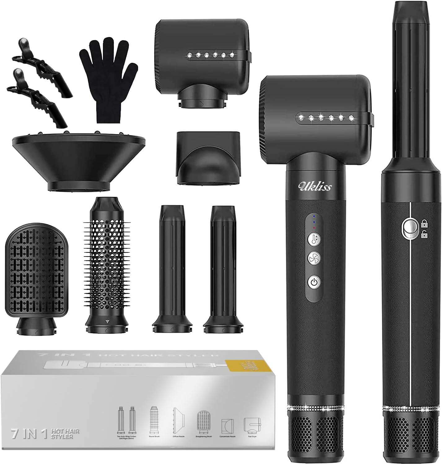 UKLISS - Air Styler 7 en 1 - multi-accessoires - brushing & boucleur