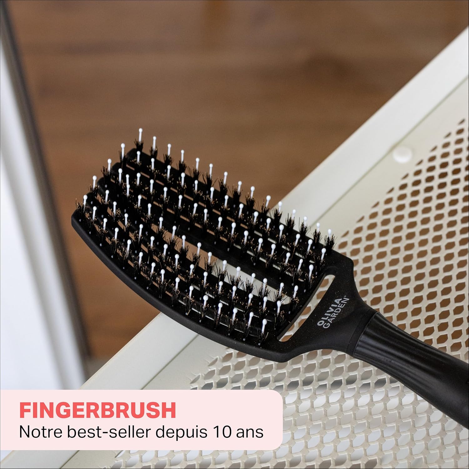 Olivia Garden - Fingerbrush Care Iconic - brosse démêlante sanglier & nylon - brillance et coiffage lisse
