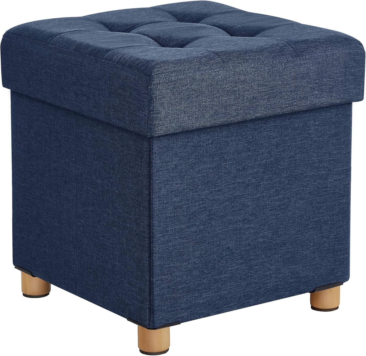 SONGMICS - petit pouf pliable - 38x38x40 cm - rangement robuste, bleu, LSF14IN