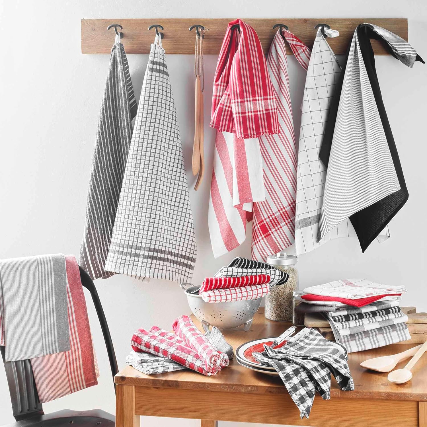 Douceur d'Intérieur - Vibrato Noir - 50x70 cm - torchons coton nid d'abeille