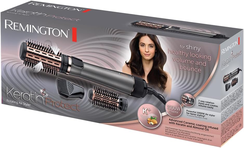 Remington - Brosse soufflante Keratin Protect - 1000W, céramique, 3 accessoires - AS8810