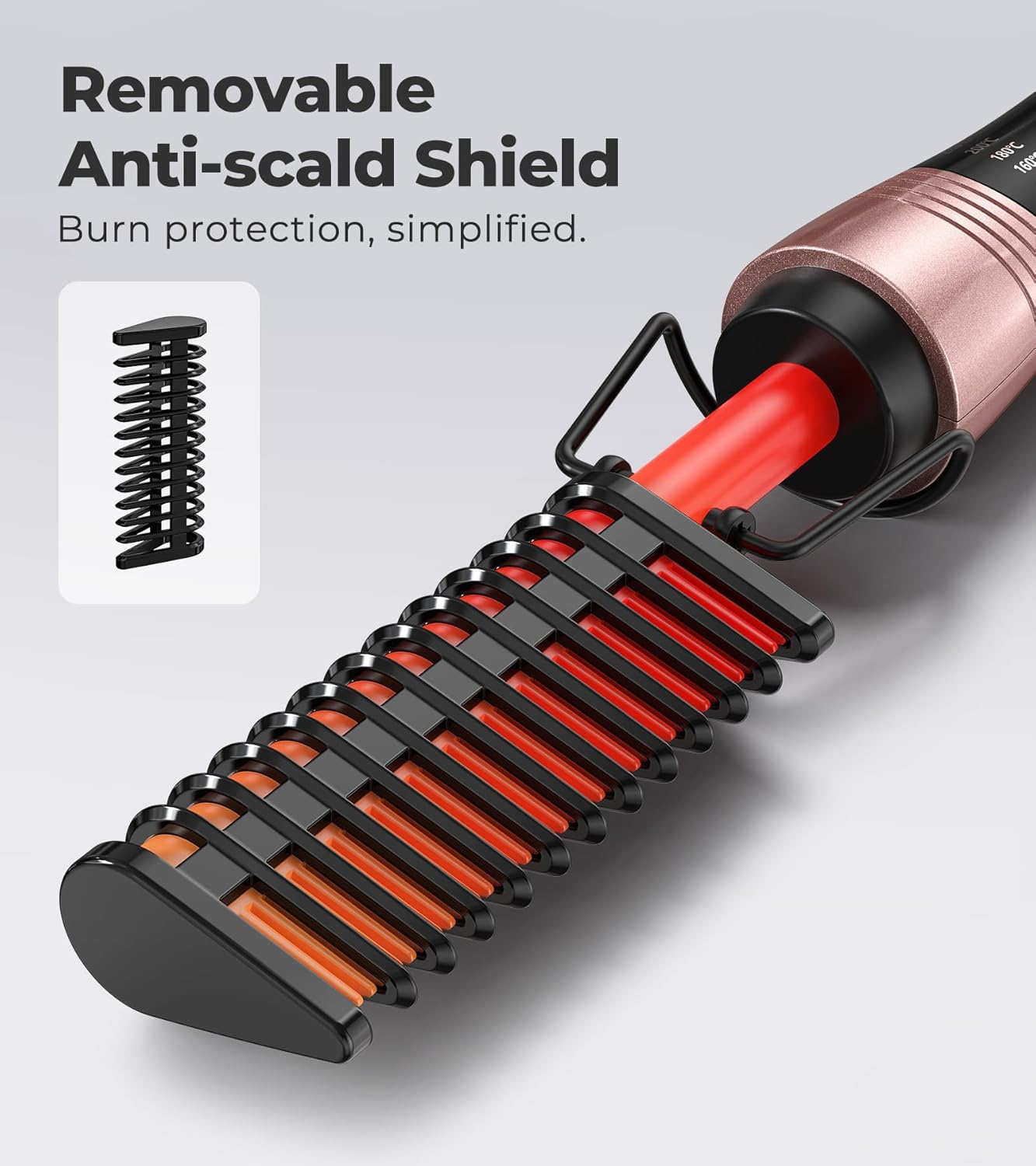 Farery – Peigne Chauffant Lisseur – Temp. réglable, arrêt auto, double tension