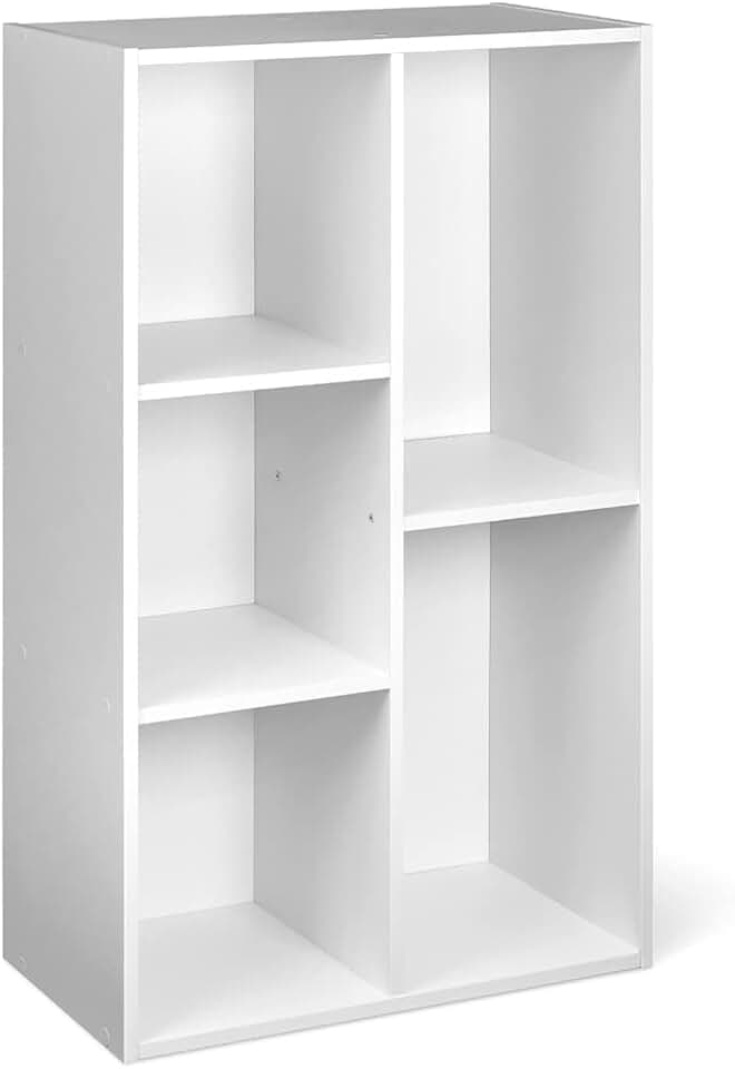 maxxi-dealz Basics - bibliothèque 5 compartiments - 50x24x80cm - blanc, rangement polyvalent