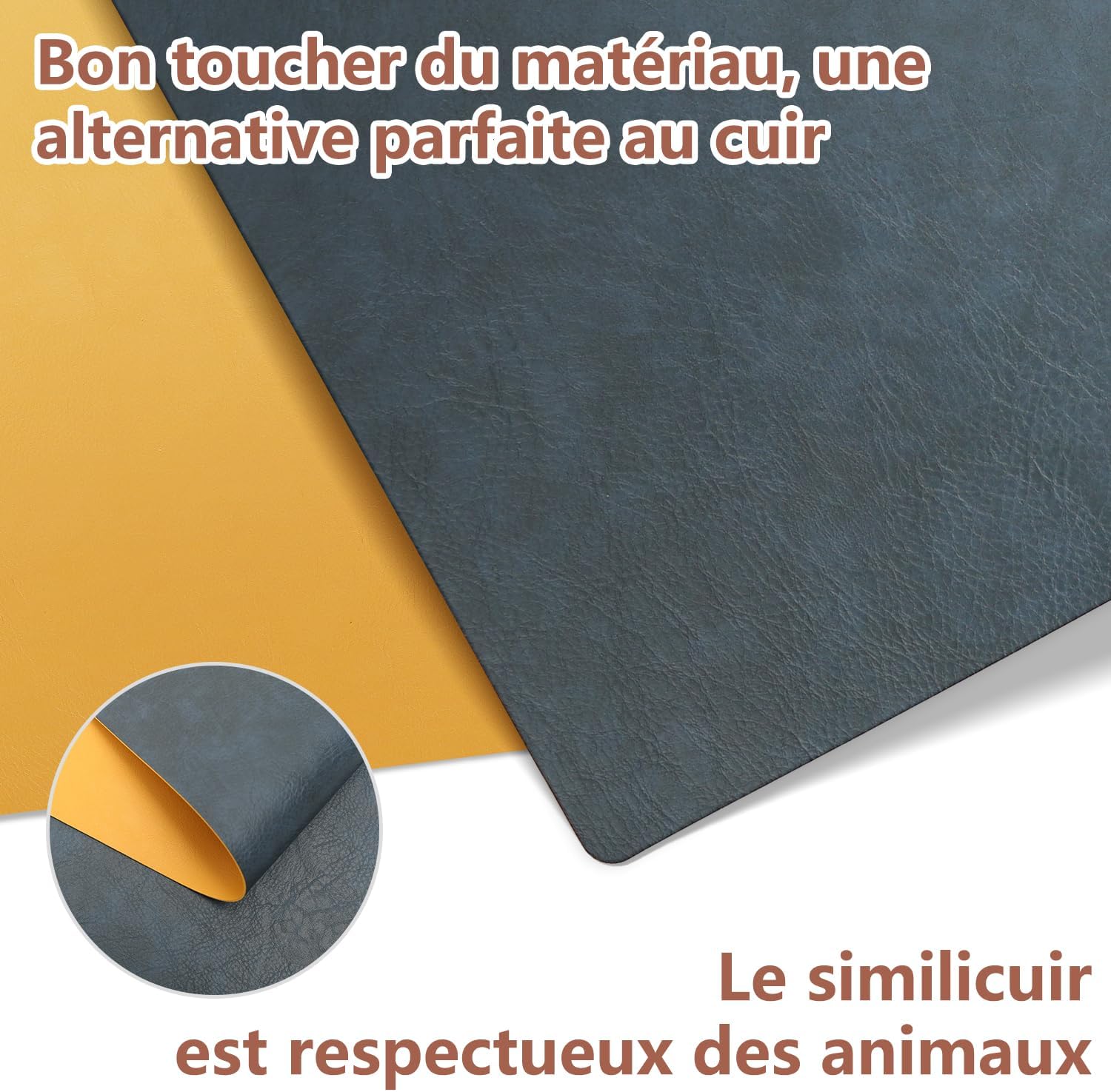 Set de table - cuir PU double face - 43x30cm - lavables et antidérapants