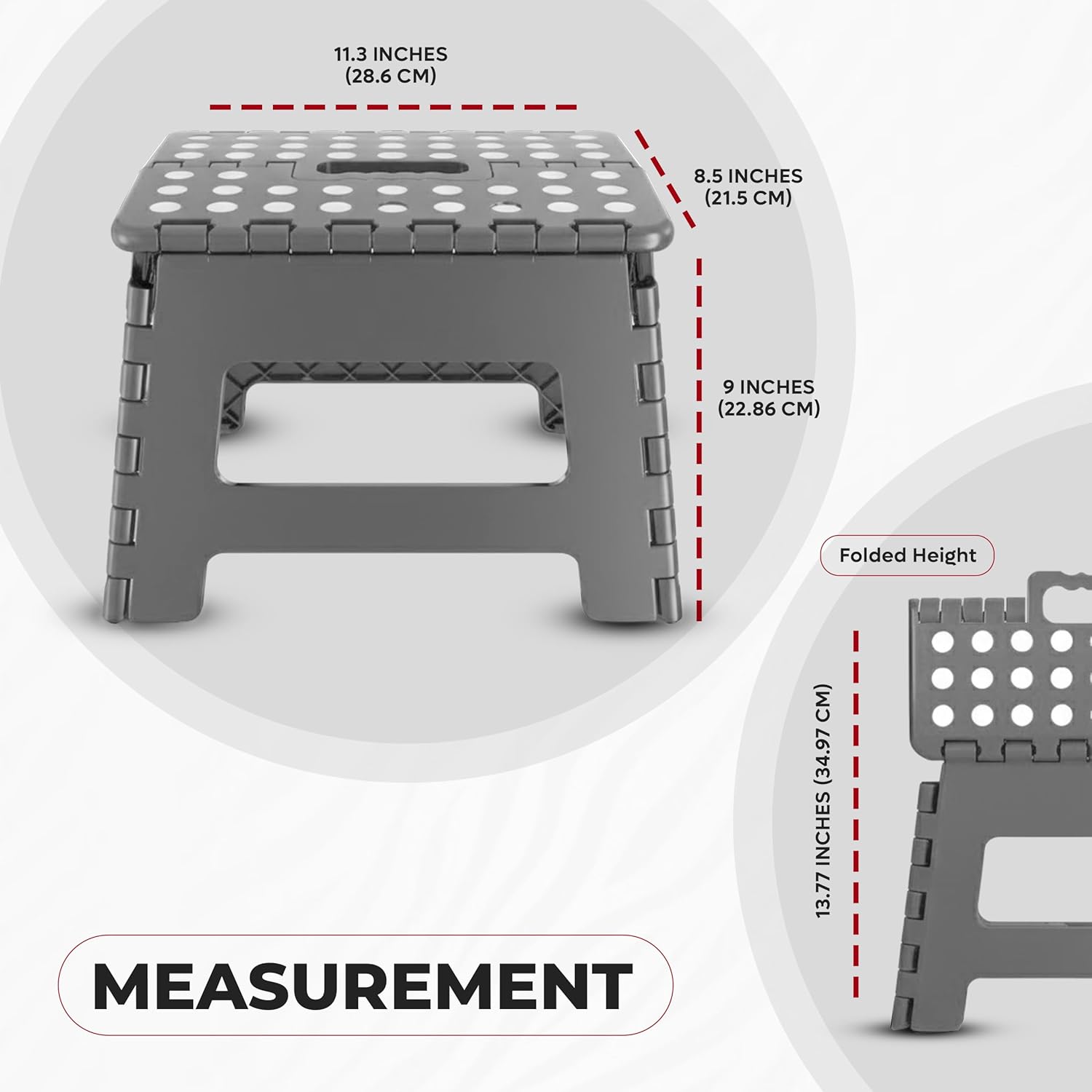 Utopia Home - tabouret pliant 23 cm - antidérapant, portable, 136 kg