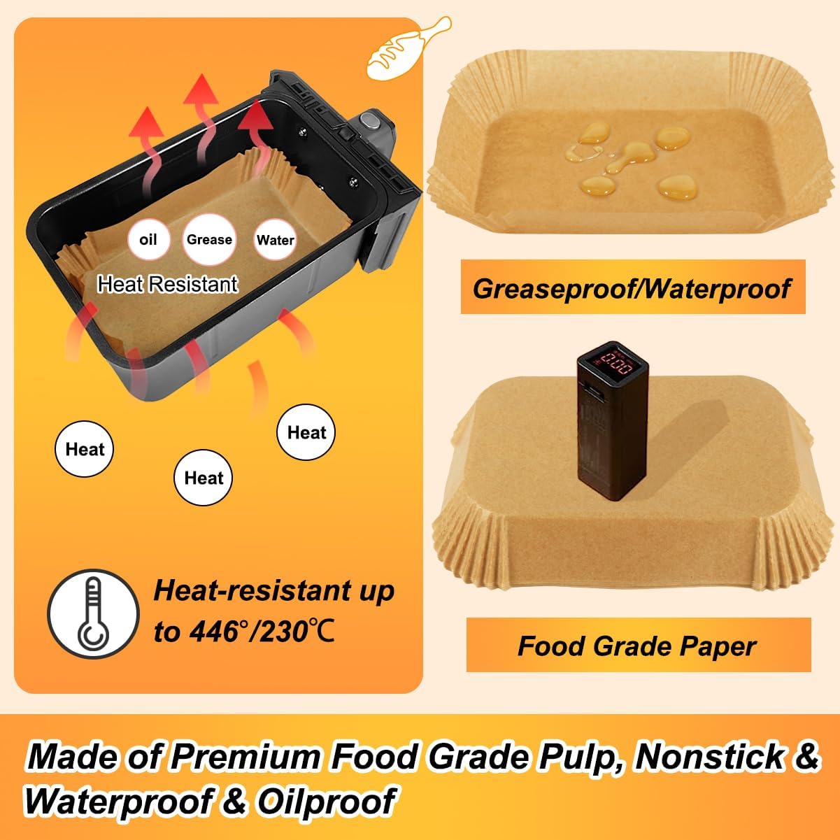 BYKITCHEN - Papier cuisson air fryer double stack XL, 9,5L, lot 120pcs, compatibles AF300EU/AF400EU/SL400EU