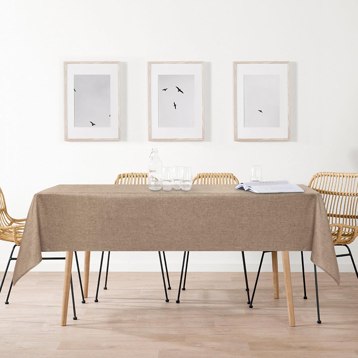 DWCN - Nappe Kaki Lavable Imperméable Lin 135x180cm, anti-tache DWCN