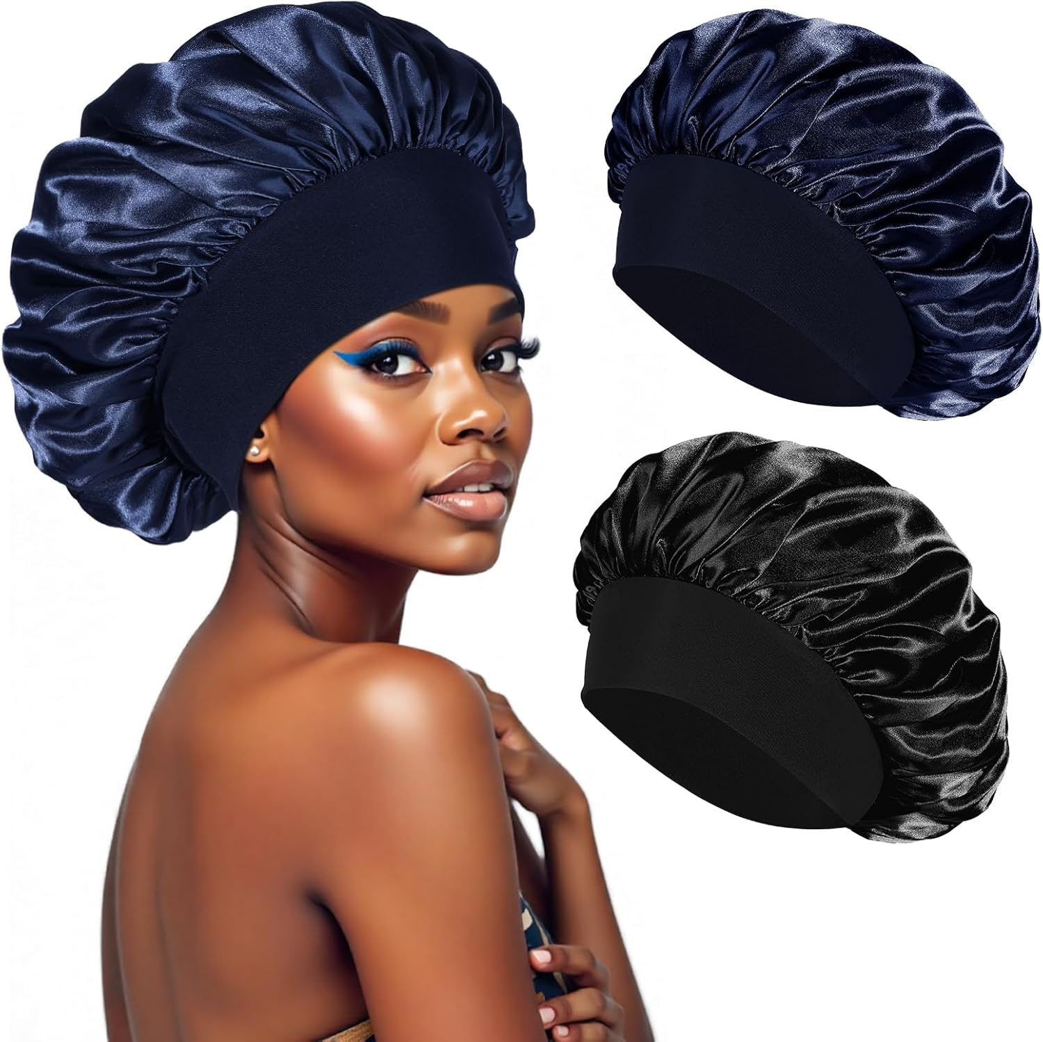 Bonnet satin cheveux nuit - élastique, soin capillaire, soie, protection nuit