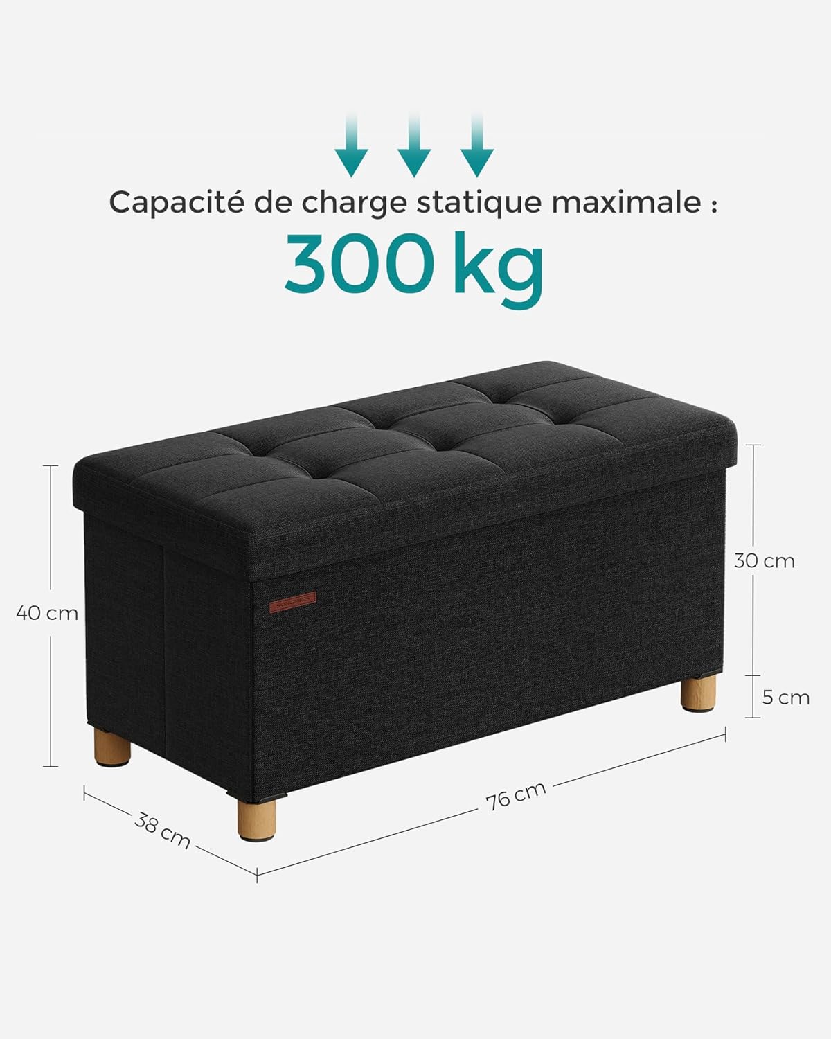 SONGMICS - Tabouret pliable, série LSF016B11 - 38x76x40cm - rangement 300kg