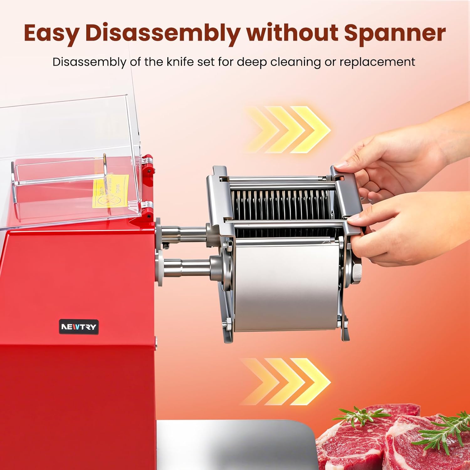 NEWTRY - trancheuse électrique professionnelle 5mm, acier inox, 850W, coupe viande, NEWTRY850W