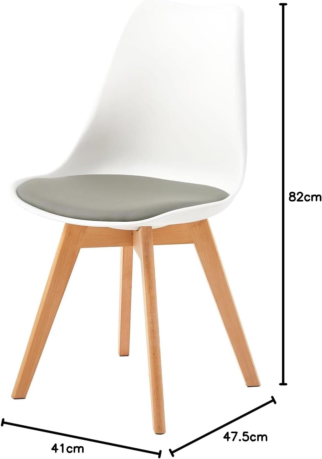 EGGREE - Lot de 8 chaises scandinaves - bois hêtre - assise cuir PU