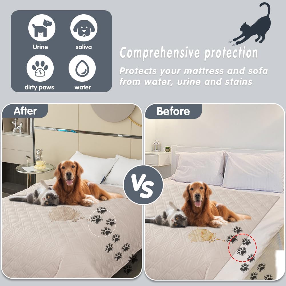 DUJUIKE - housse canapé imperméable antidérapante - 76-180 cm - protection chiens et chats Crème