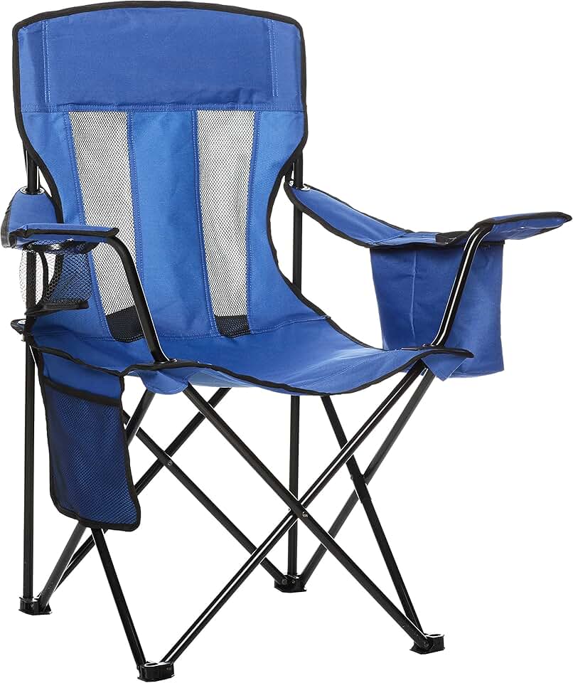 maxxi-dealz Basics - chaise de camping pliante - dossier haut, poche isotherme