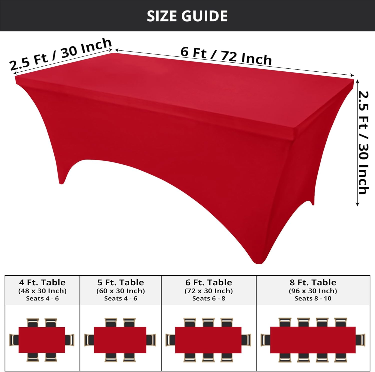 Utopia Kitchen - nappe extensible - 183 cm - lavable, infroissable, lot de 2, rouge