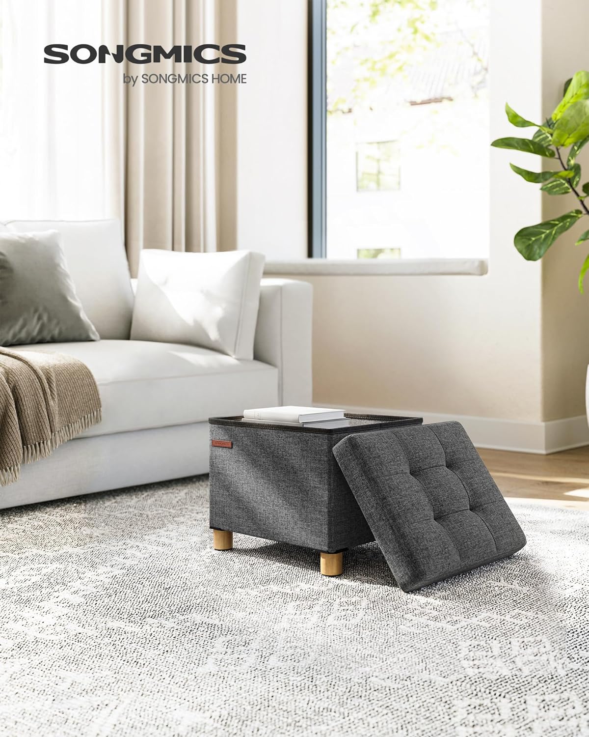 SONGMICS - Tabouret pliable 32x40x33,5 cm, rangement, 300 kg, LSF012G11