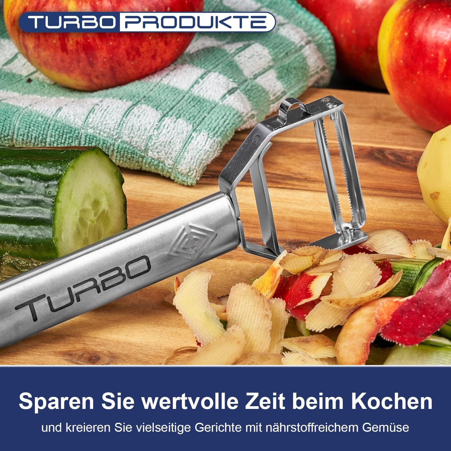 Turbo Produkte - Éplucheur 3 en 1 inox pour fruits/légumes - ambidextre