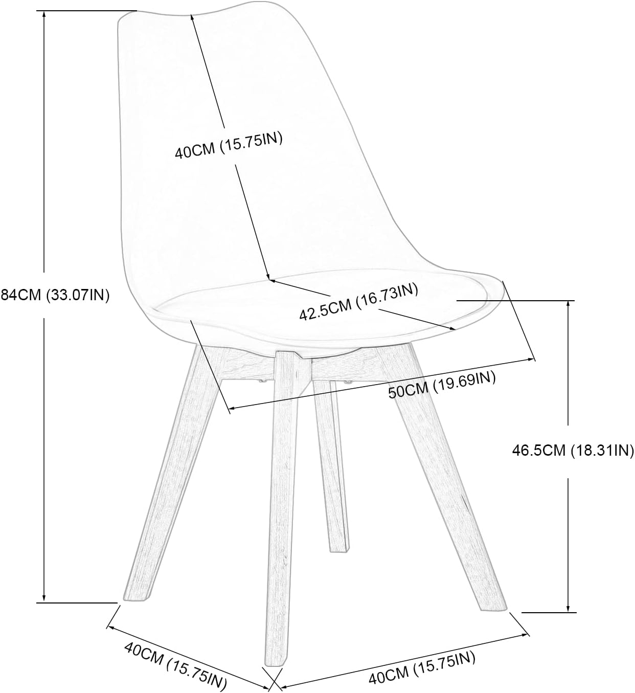 EGGREE - chaises scandinaves lot de 8 - bois hêtre - cuir PU rembourré noir/marron