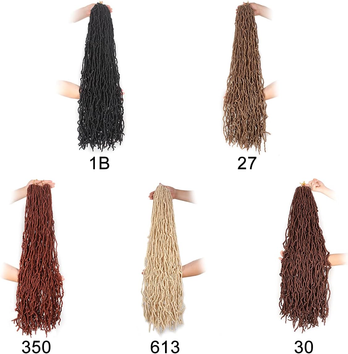 Xtrend - Nu Locs crochet cheveux synthétiques 91 cm, 7x12 mèches, 1B#