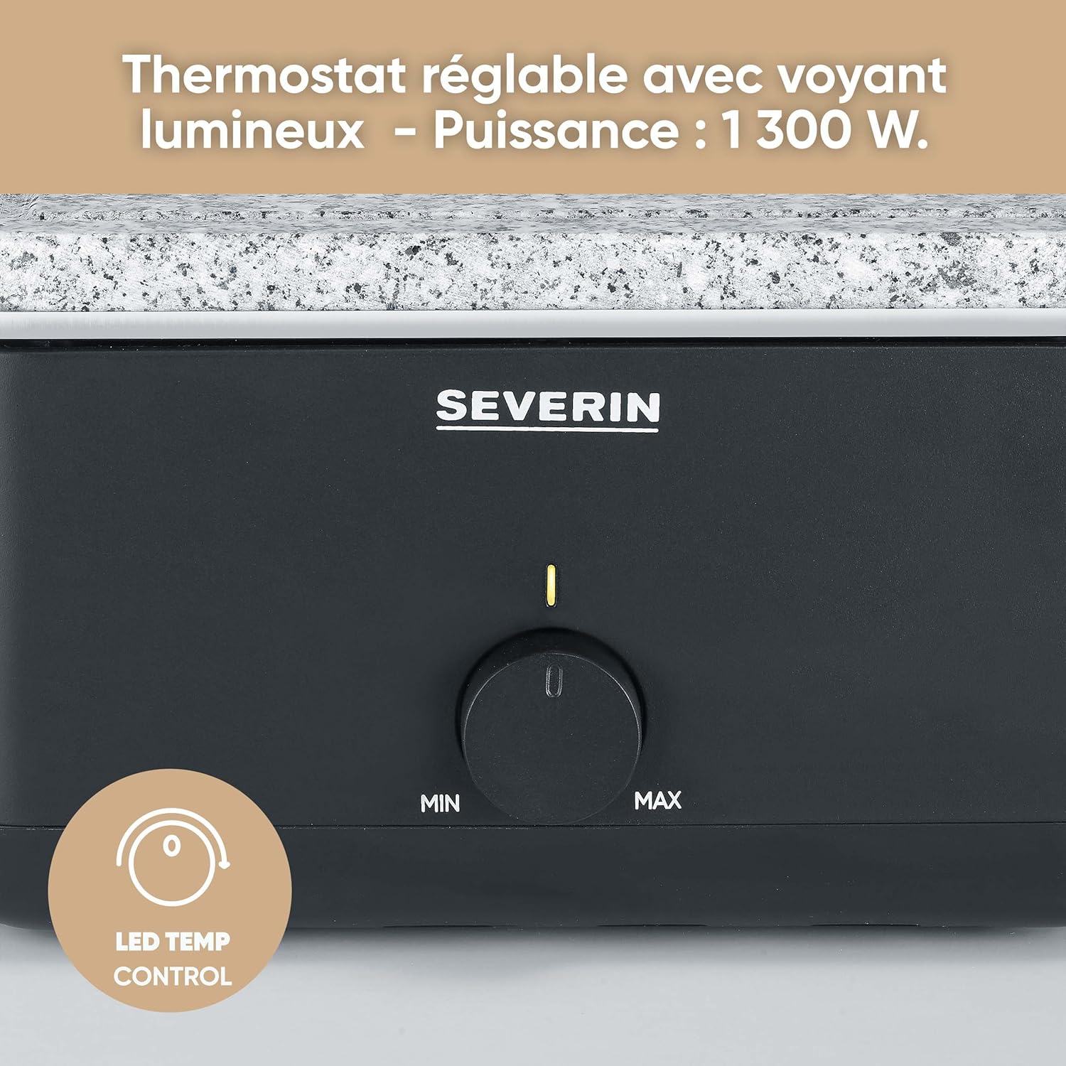 Severin - raclette 8 pers, pierre naturelle, céramique, thermostat - RG 2366