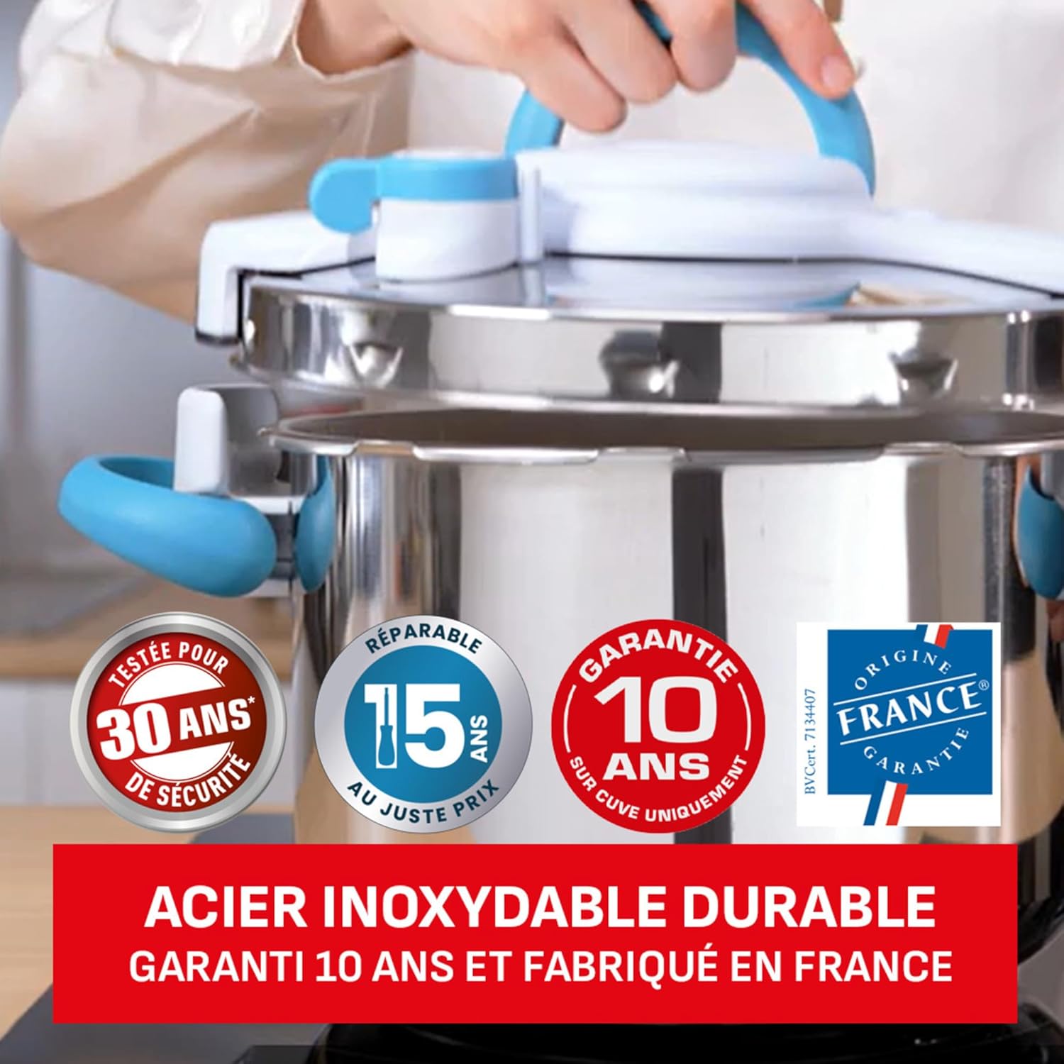 SEB - ClipsoMinut'Easy+ - 7,5L - inox, poignées rabattables, induction, P4904816